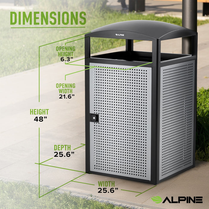 55-Gallon All-Weather Steel Trash Can with Door Panels