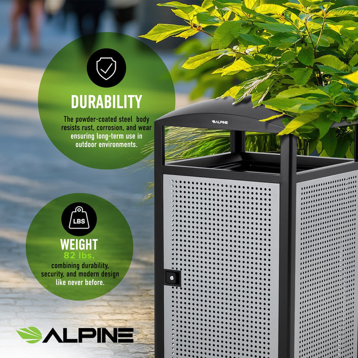55-Gallon All-Weather Steel Trash Can with Door Panels