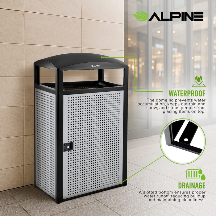 55-Gallon All-Weather Steel Trash Can with Door Panels
