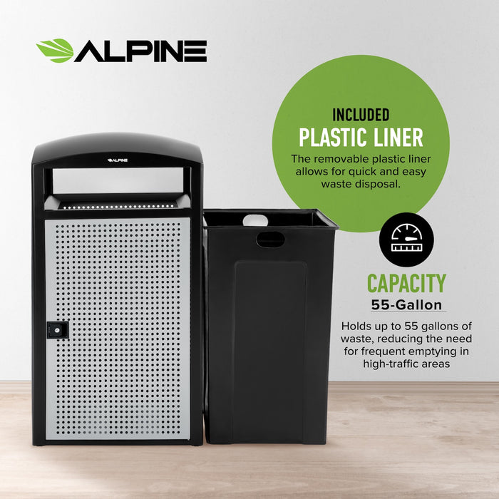 55-Gallon All-Weather Steel Trash Can with Door Panels