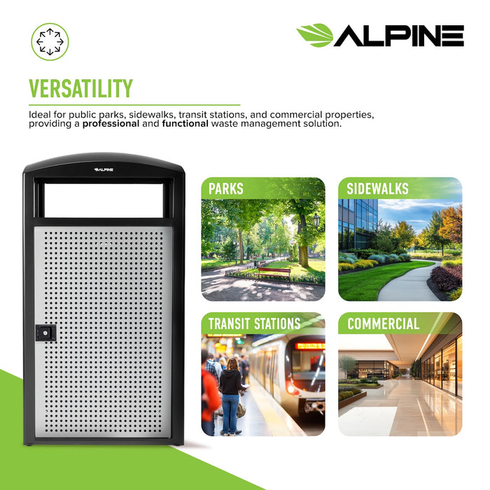 55-Gallon All-Weather Steel Trash Can with Door Panels