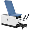 Slim Line Cabinet Exam Table w/ Adjustable Back, Step Stool & Stirrups [Blue Antimicrobial Upholstery]