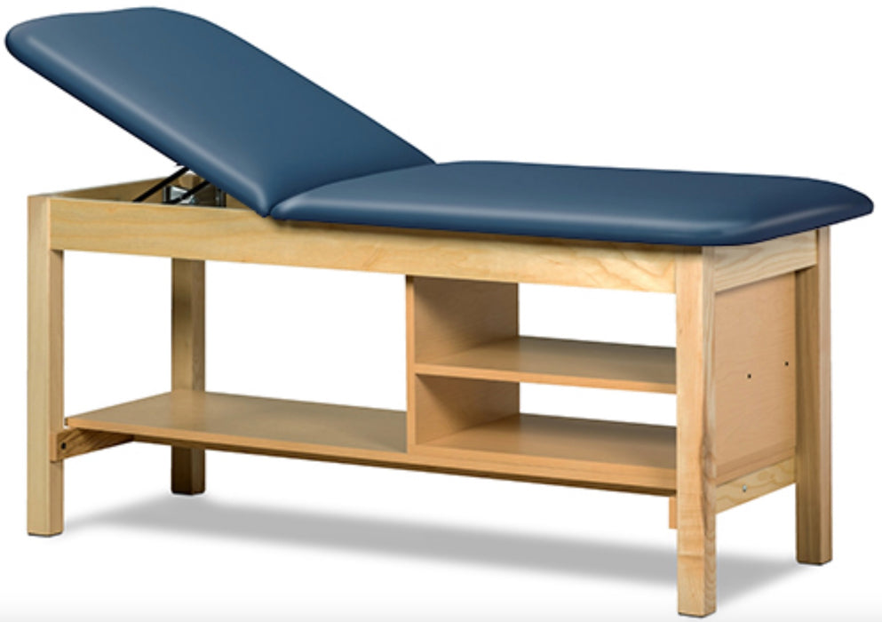 Classic Treatment Table w/ Shelving & Adjustable Back. 500 lbs Capacity. 72"L x 30"W [Natural Finish]