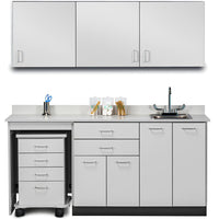 Wall & Base Cabinet Package w/ Mobile Cart-Mate (48" - 72"W). Fashion Finish