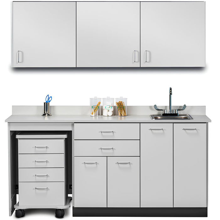 Wall & Base Cabinet Package w/ Mobile Cart-Mate (48" - 72"W). Fashion Finish