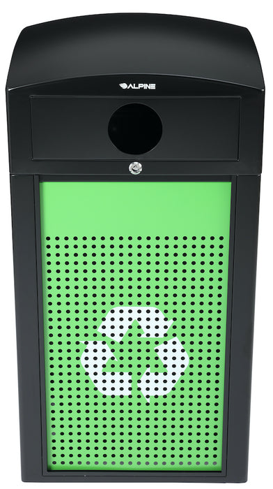 40-Gallon All Weather Steel Recycling Can w/ Advertisement Panels, Green Panel