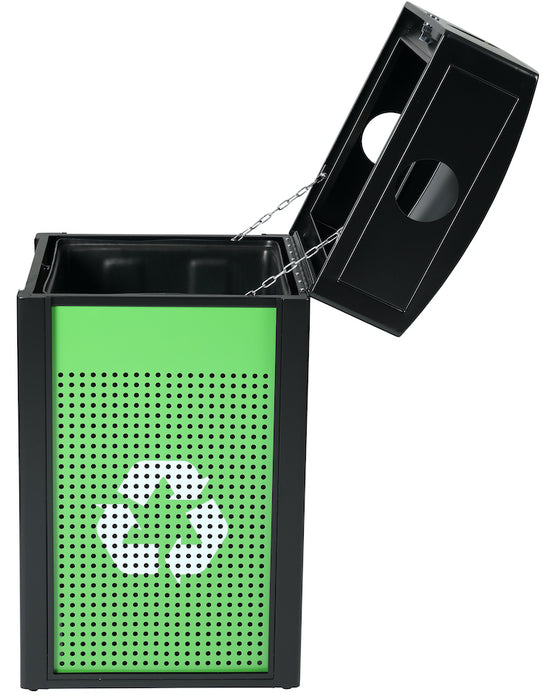 40-Gallon All Weather Steel Recycling Can w/ Advertisement Panels, Green Panel
