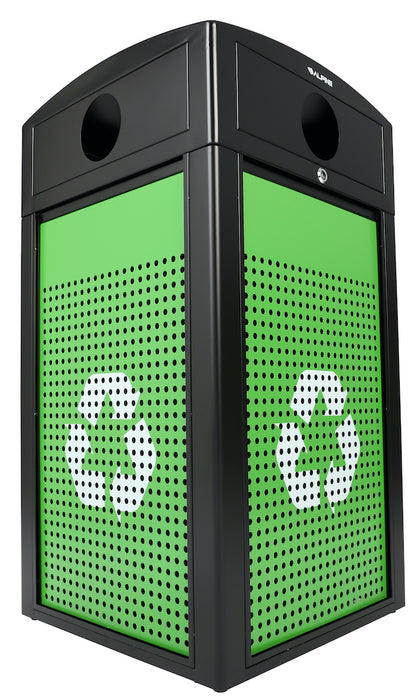 40-Gallon All Weather Steel Recycling Can w/ Advertisement Panels, Green Panel