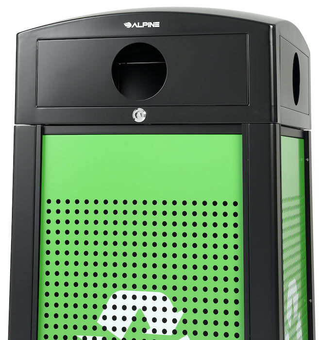 40-Gallon All Weather Steel Recycling Can w/ Advertisement Panels, Green Panel