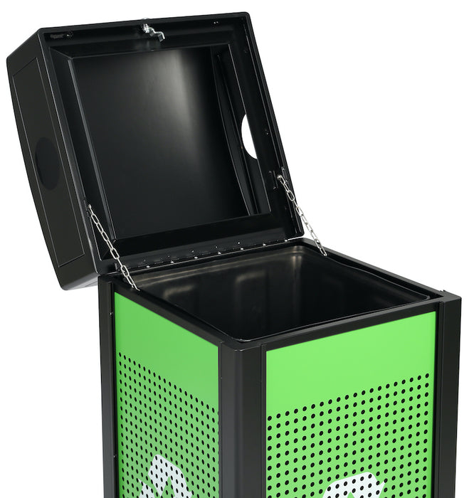 40-Gallon All Weather Steel Recycling Can w/ Advertisement Panels, Green Panel
