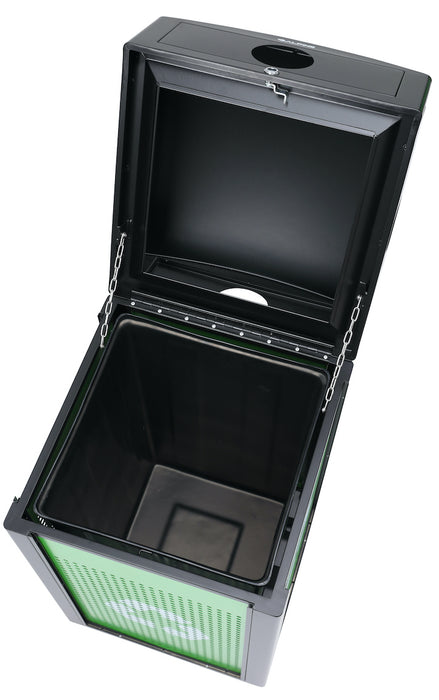 40-Gallon All Weather Steel Recycling Can w/ Advertisement Panels, Green Panel