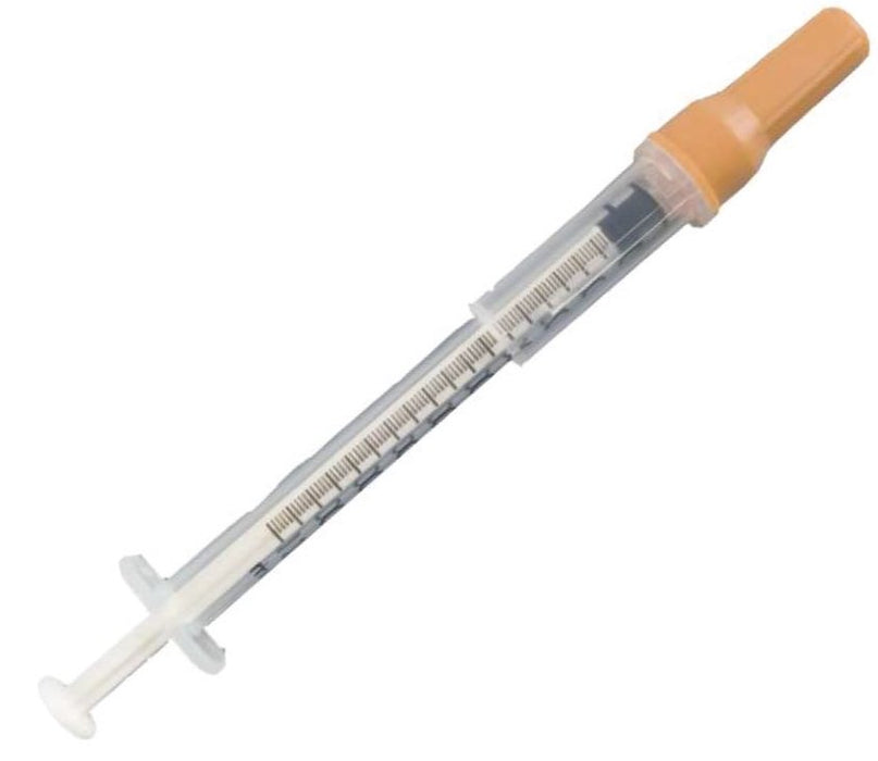 One-Care Tuberculin Safety Syringes w/ Needles, 1mL, 28G x ½", Brown (100/bx)