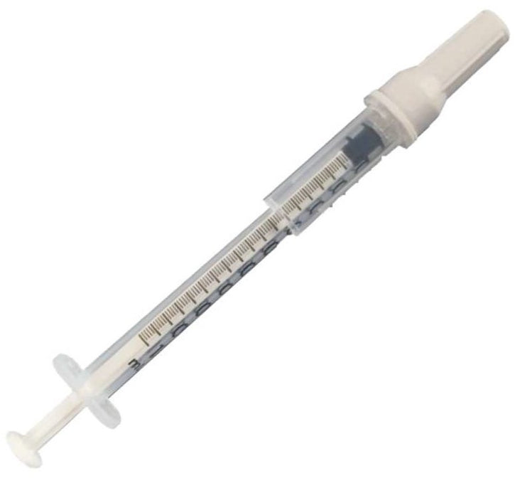 One-Care Tuberculin Safety Syringes w/ Needles, 1mL, 27G x ½", Gray (100/bx)