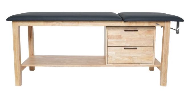 Aristo Treatment Table. H-Brace w/ Drawers & Shelf - Flat Top (Antimicrobial Upholstery)