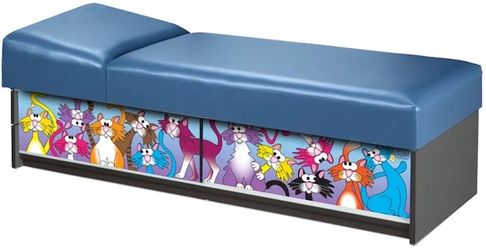 Pediatric Recovery Kid Couch w/ Sliding Doors. Crazy Cats. Non-Adjustable Wedge