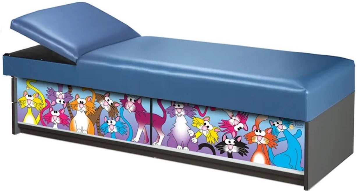 Pediatric Recovery Kid Couch w/ Sliding Doors. Crazy Cats. Adjustable Headrest