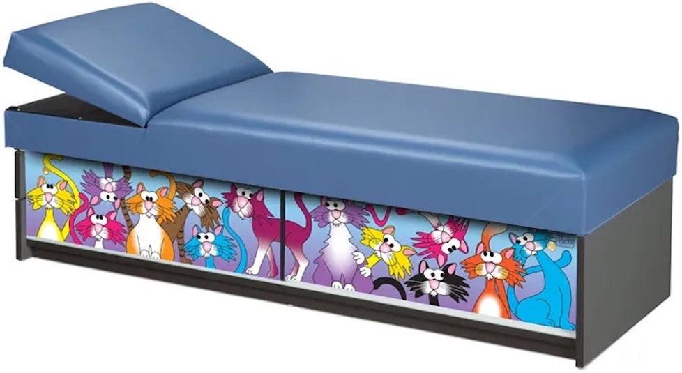 Pediatric Recovery Kid Couch w/ Sliding Doors. Crazy Cats. Adjustable Pillow Wedge