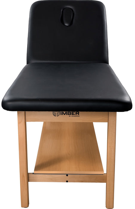 Timber Treatment Table. H-Brace w/ Shelf, Adjustable Back & Nose Cutout