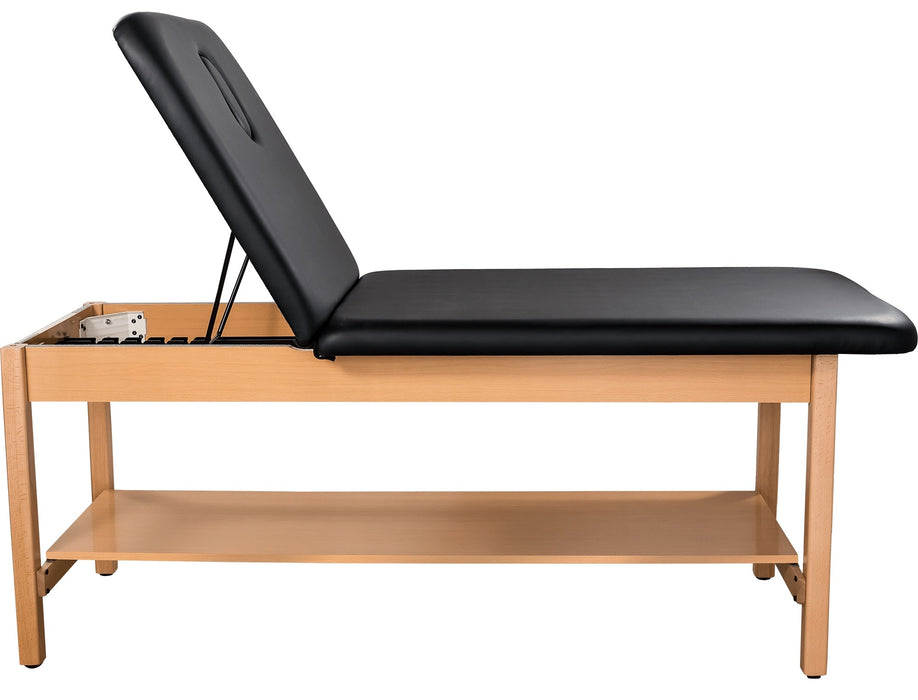 Timber Treatment Table. H-Brace w/ Shelf, Adjustable Back & Nose Cutout
