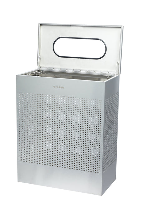 23-Gallon Stainless Steel Waste Can, Perforated. Rectangular