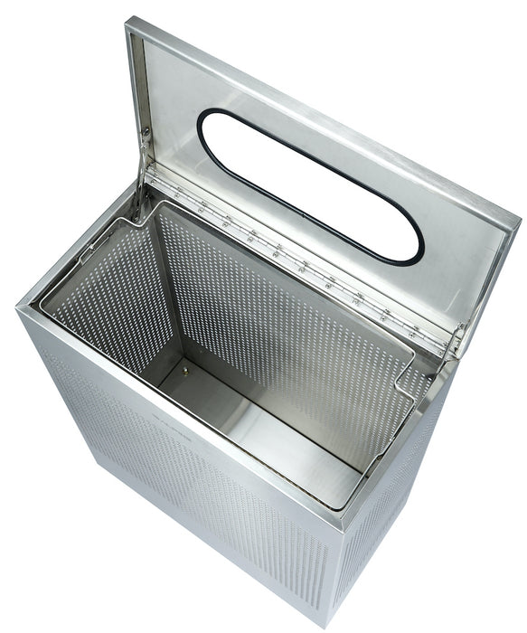 23-Gallon Stainless Steel Waste Can, Perforated. Rectangular