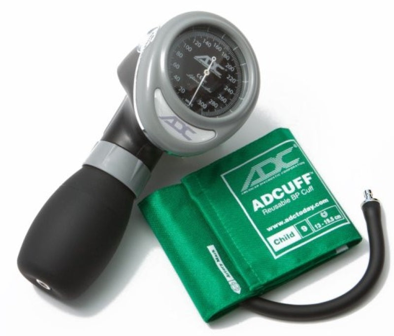 Diagnostix 703 Trigger-Style Palm Aneroid. 1 Piece Cuff, Child. Green