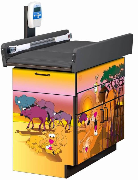 Pediatric Complete Exam Room - Serengeti Sunrise Scale Table & Cabinet