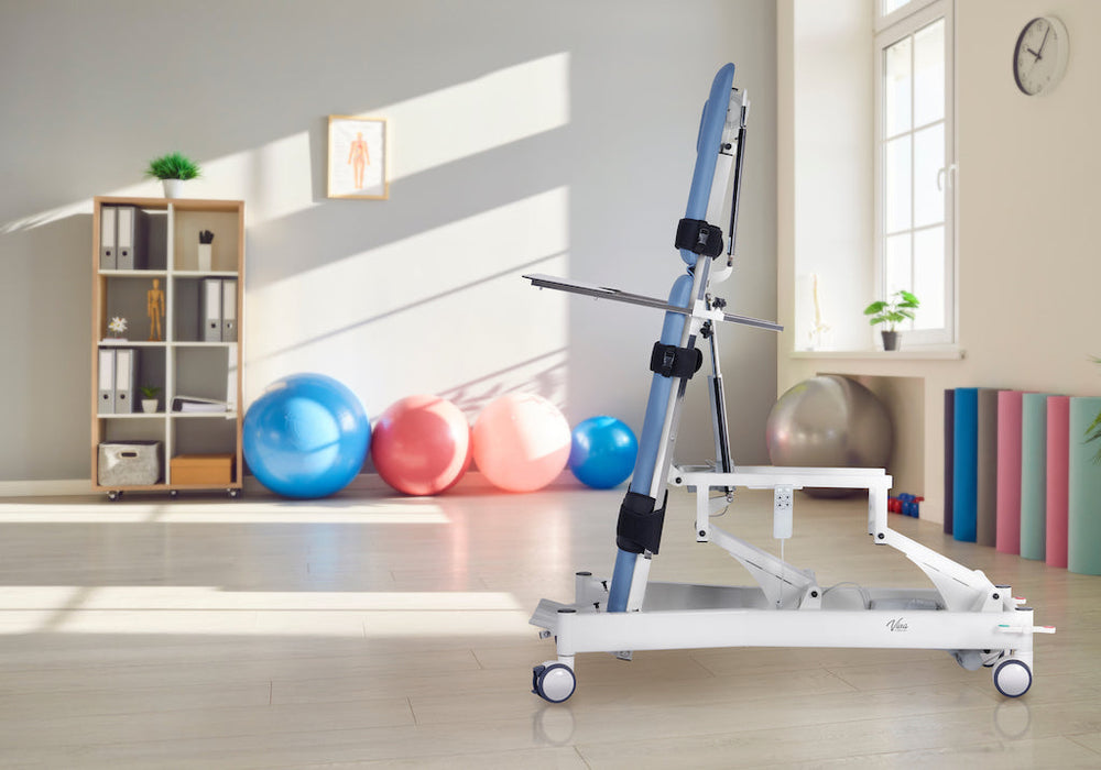 Power Hi-Lo Tilt Table w/ Adjustable Back, Footrest w/ Casters & Antimicrobial Upholstery for Physical Therapy