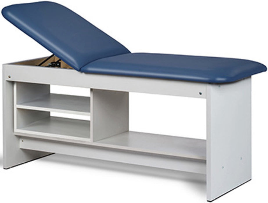 Treatment Table w/ Shelving & Adjustable Back. Panel Leg. 27" Wide