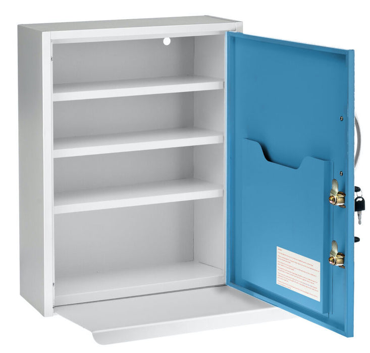 Dual Lock Medicine Cabinet w/ Pull-Out Shelf & Document Pocket