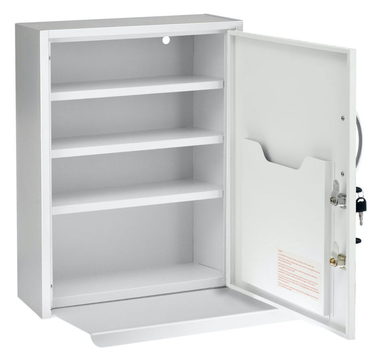 Dual Lock Medicine Cabinet w/ Pull-Out Shelf & Document Pocket - White