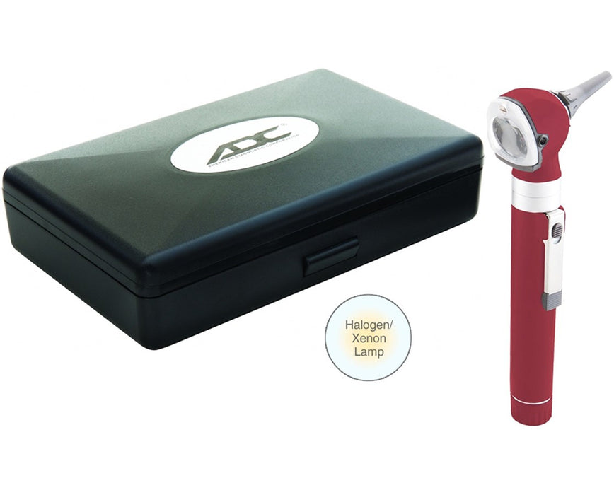 Fiber Optic Pocket Otoscope Set With Halogen Lamp, Hard Case, Burgundy
