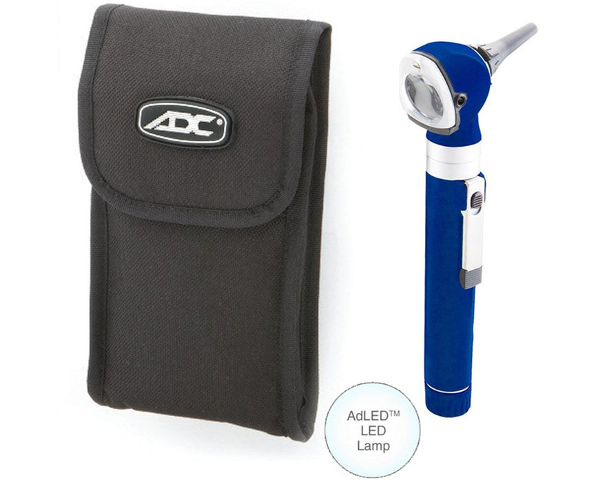 Fiber Optic Pocket Otoscope Set With LED Lamp, Soft Case, Royal Blue