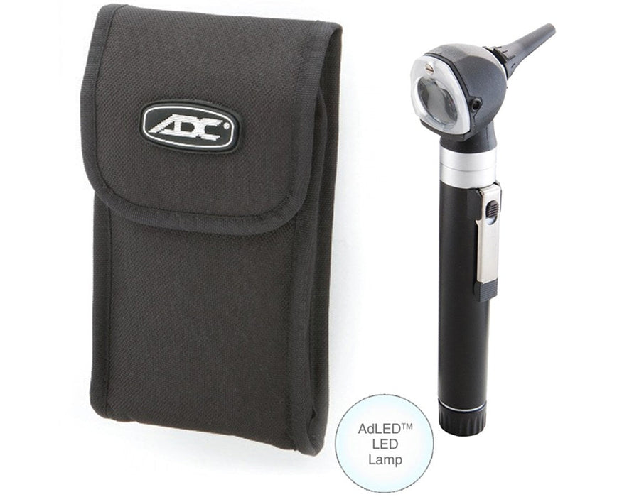 Fiber Optic Pocket Otoscope Set With LED Lamp, Soft Case, Black