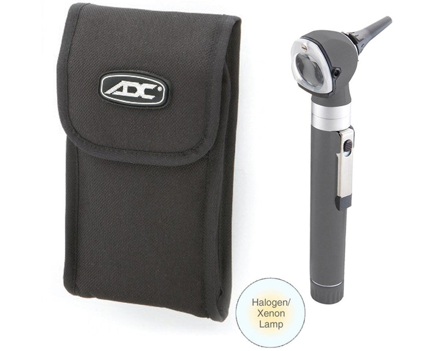 Fiber Optic Pocket Otoscope Set With Halogen Lamp, Soft Case, Gray