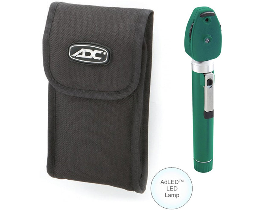 Pocket Ophthalmoscope Set With LED Lamp, Soft Case, Green