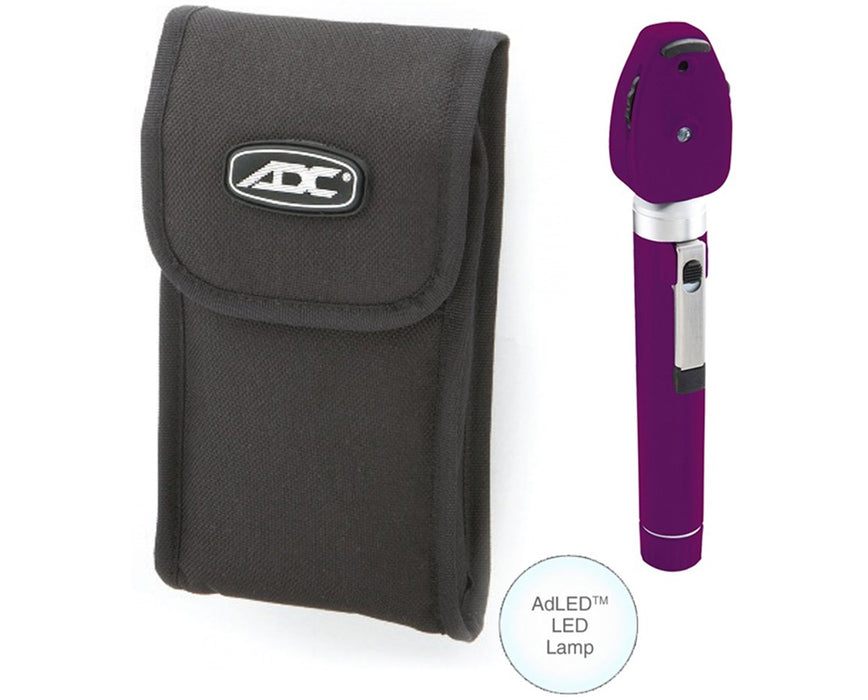 Pocket Ophthalmoscope Set With LED Lamp, Soft Case, Purple