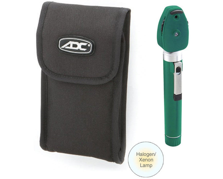 Pocket Ophthalmoscope Set With Halogen Lamp, Soft Case, Green