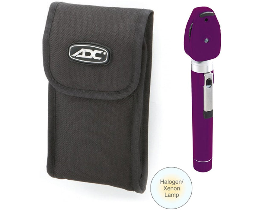 Pocket Ophthalmoscope Set With Halogen Lamp, Soft Case, Purple