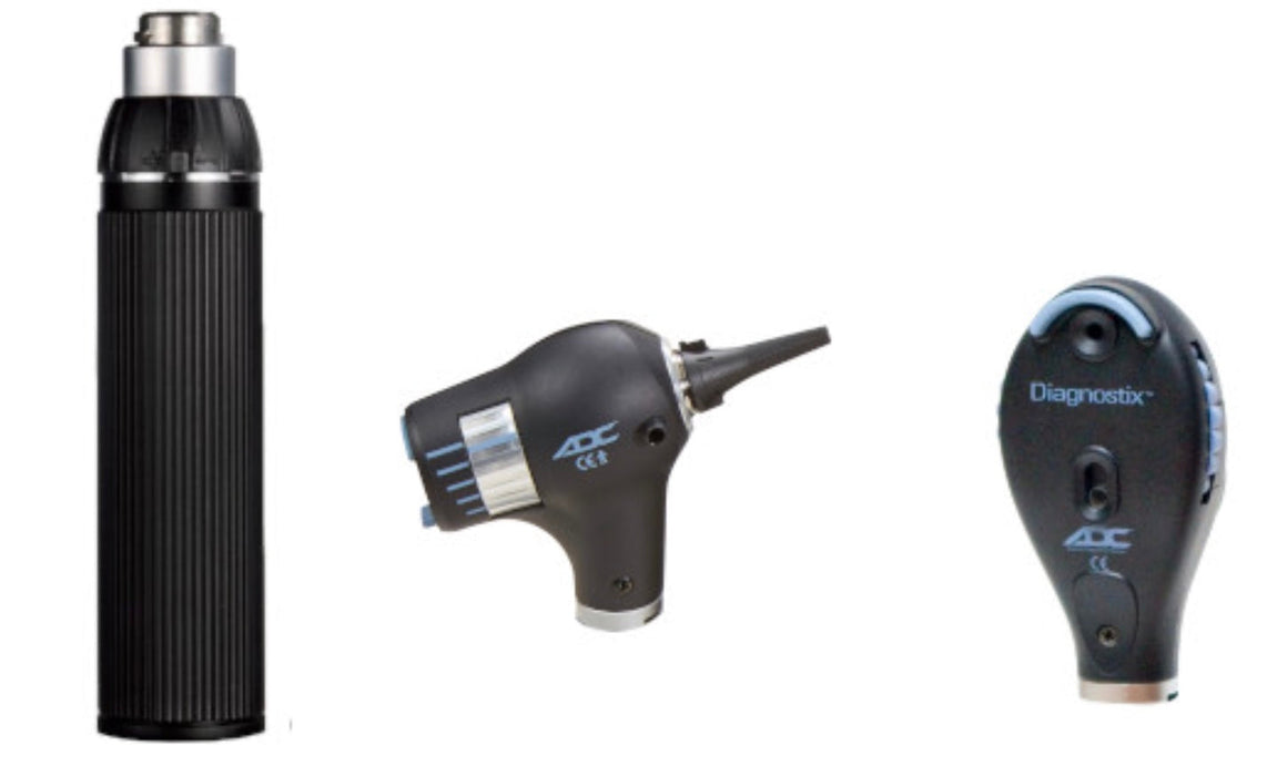 Diagnostix 3.5V Diagnostic Set. PMV LED Otoscope. Coax Plus Halogen Ophthalmoscope. USB-C Handle. Hard Case