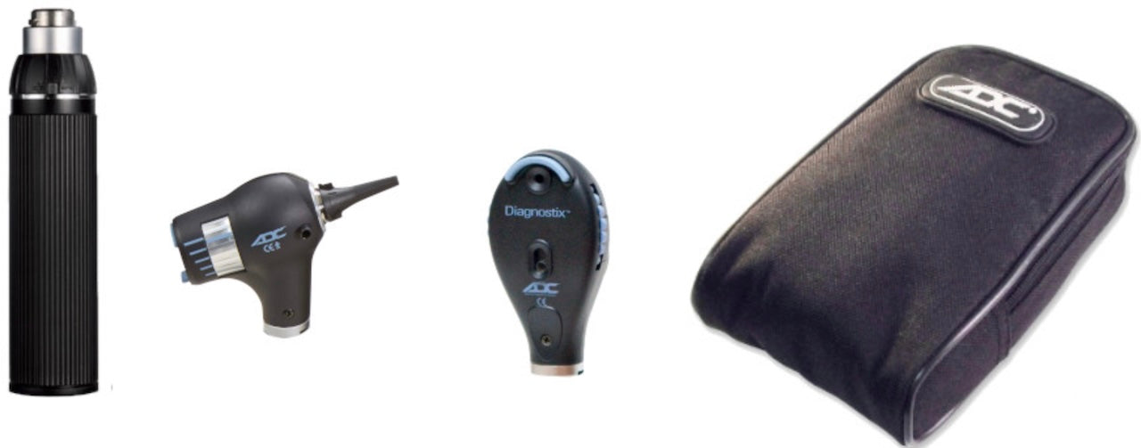 Diagnostix 3.5V Diagnostic Set. PMV Halogen Otoscope. Coax Plus Halogen Ophthalmoscope. USB-C Handle. Soft Case
