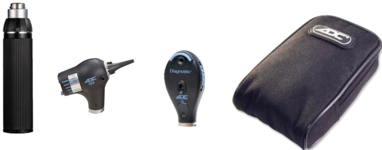 Diagnostix 3.5V Diagnostic Set. PMV Halogen Otoscope. Coax Halogen Ophthalmoscope. USB-C Handle. Hard Case