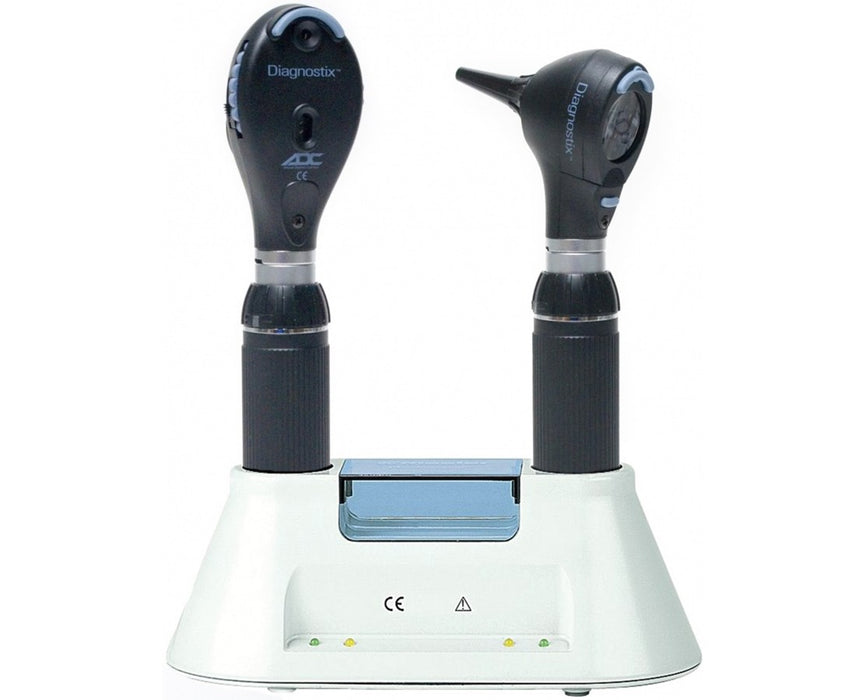 Diagnostix 3.5v Desk Diagnostic Set w/ Standard Otoscope - LED & Coax Plus Ophthalmoscope - Halogen