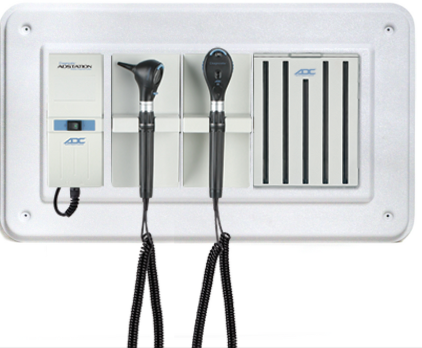 Diagnostix Wall Diagnostic Adstation. Standard Otoscope, Coax+ Ophthalmoscope, Specula Dispenser, Wall Board (led lighting)