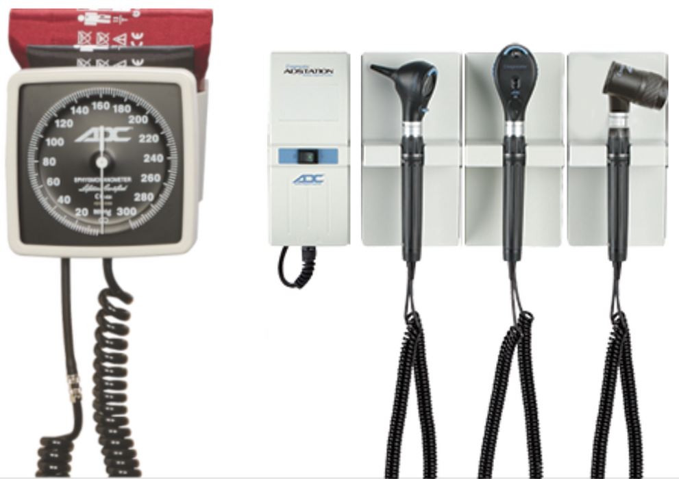 Diagnostix Wall Diagnostic Adstation. Standard Otoscope, Coax+ Ophthalmoscope, Aneroid, Dermascope (led lighting)