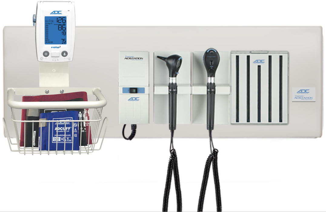 Diagnostix Wall Diagnostic Adstation. Standard Otoscope, Coax Ophthalmoscope, Specula Dispenser, Wall Board & e-sphyg BP Mounting (led lighting)