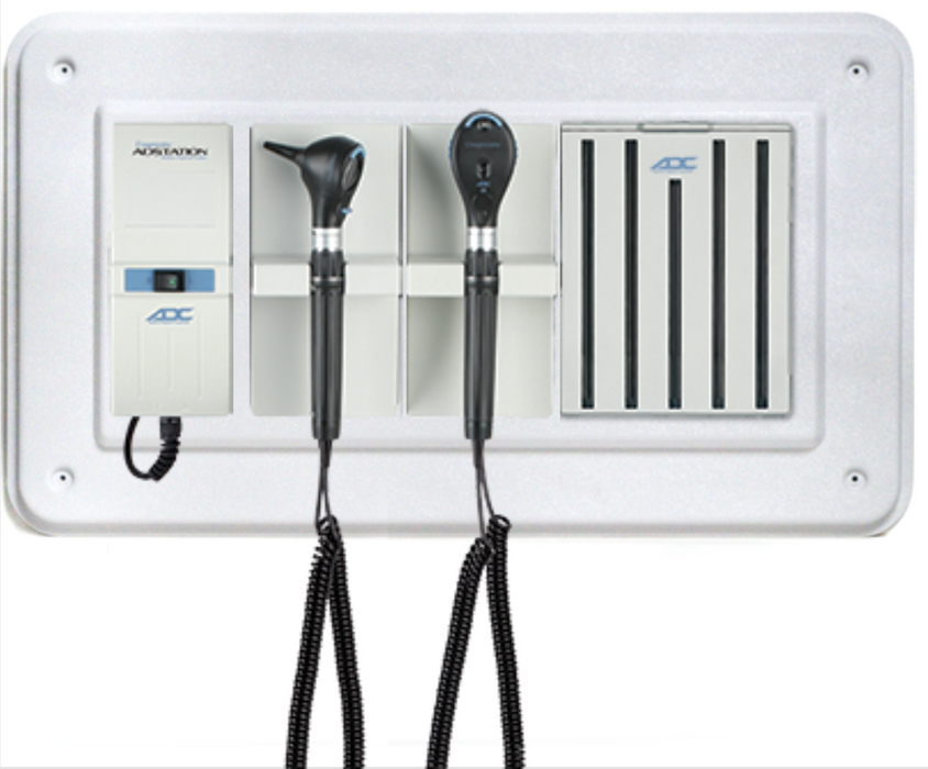 Diagnostix Wall Diagnostic Adstation. Standard Otoscope, Coax Ophthalmoscope, Specula Dispenser, Wall Board (led lighting)