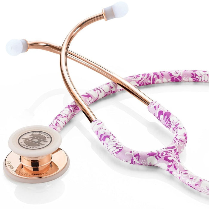 Adscope 608 Convertible Clinician Cardiology Stethoscope. Hibiscus/Rose Gold
