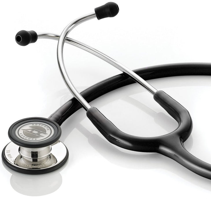 Adscope 608 Convertible Clinician Cardiology Stethoscope. Mirror/Black