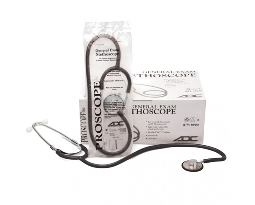 Proscope SPU Single Head Disposable Nurse Stethoscope Black - 50/box